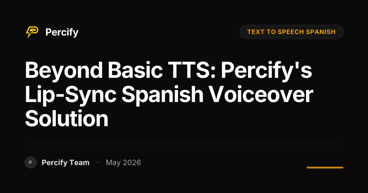 Beyond Basic TTS: Percify's Lip-Sync Spanish Voiceover Solution - Percify AI Avatar Blog Cover