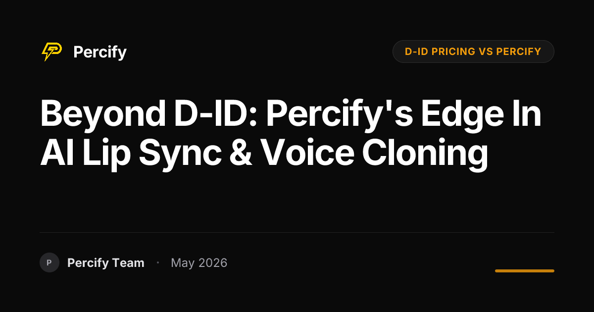 Beyond D-ID: Percify's Edge in AI Lip Sync & Voice Cloning - Percify AI Avatar Blog Cover
