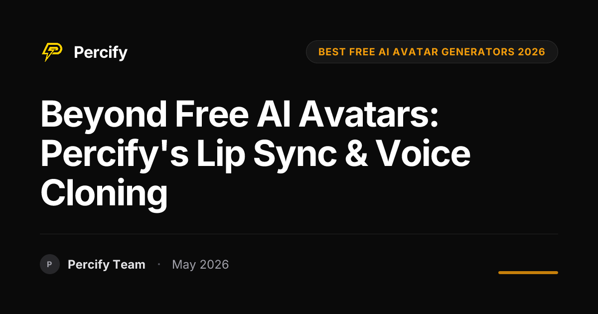 Beyond Free AI Avatars: Percify's Lip Sync & Voice Cloning - Percify AI Avatar Blog Cover