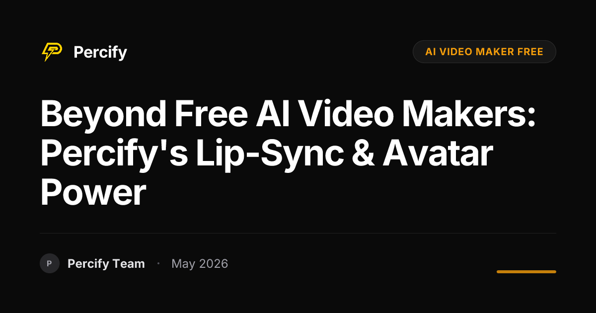 Beyond Free AI Video Makers: Percify's Lip-Sync & Avatar Power - Percify AI Avatar Blog Cover