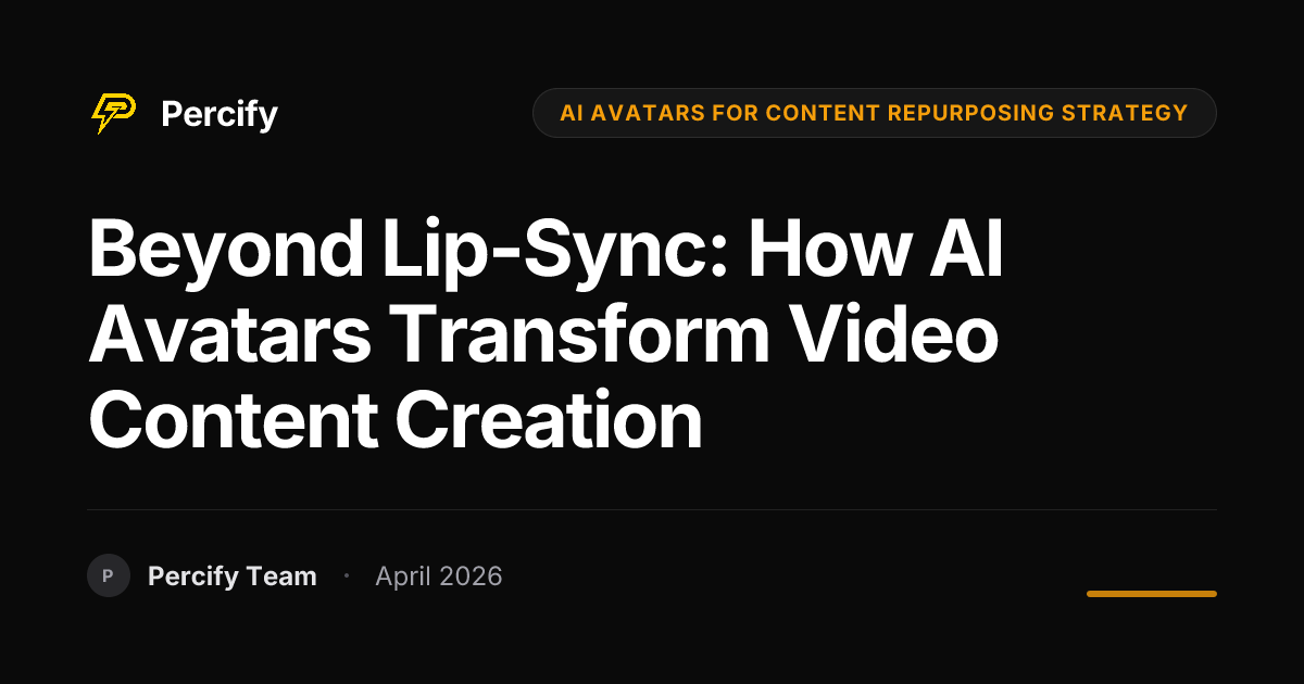 Beyond Lip-Sync: How AI Avatars Transform Video Content Creation - Percify AI Avatar Blog Cover