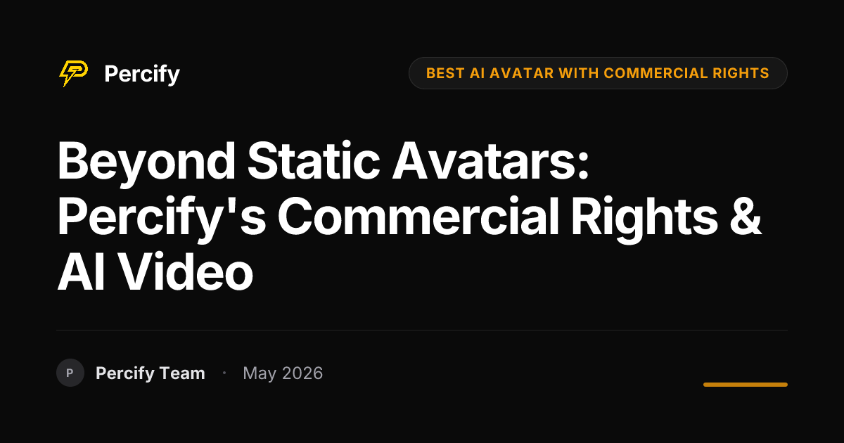 Beyond Static Avatars: Percify's Commercial Rights & AI Video - Percify AI Avatar Blog Cover