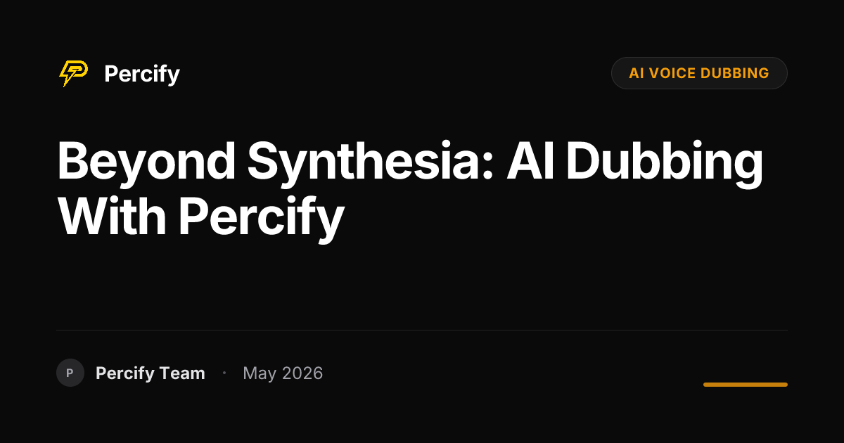 Beyond Synthesia: AI Dubbing with Percify - Percify AI Avatar Blog Cover