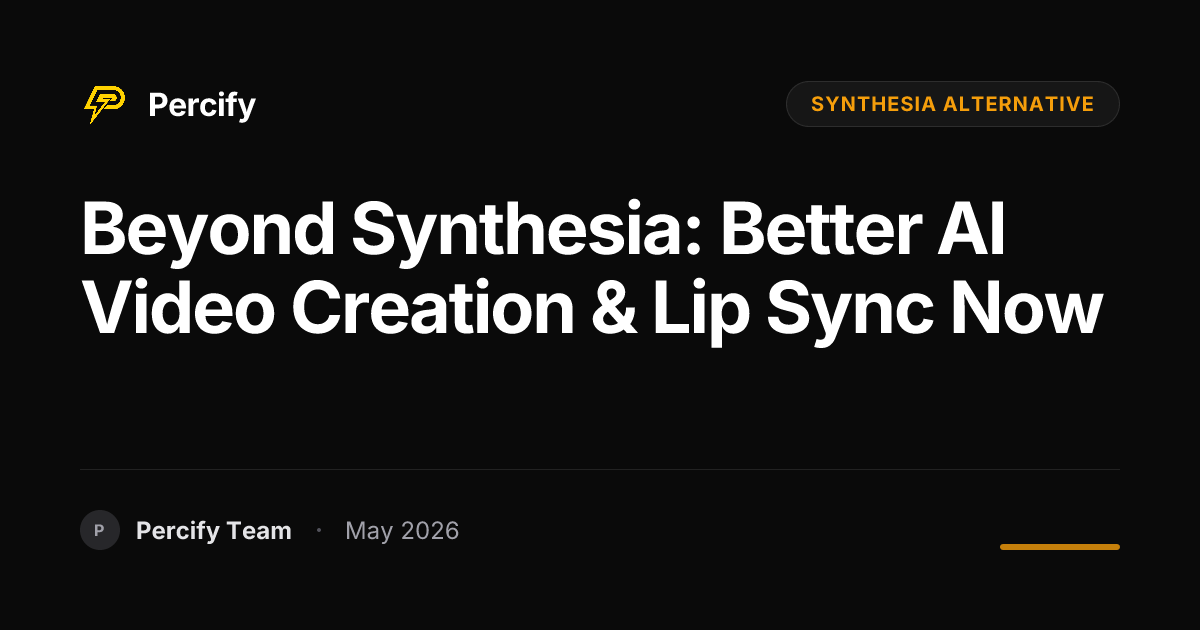 Beyond Synthesia: Better AI Video Creation & Lip Sync Now - Percify AI Avatar Blog Cover