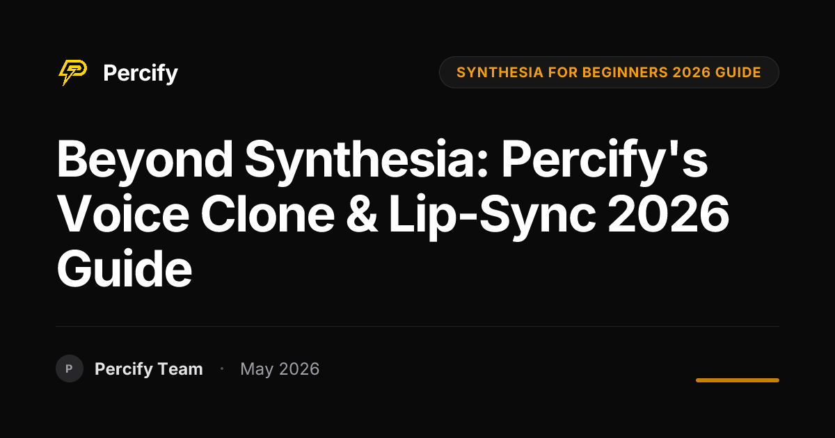 Beyond Synthesia: Percify's Voice Clone & Lip-Sync 2026 Guide - Percify AI Avatar Blog Cover