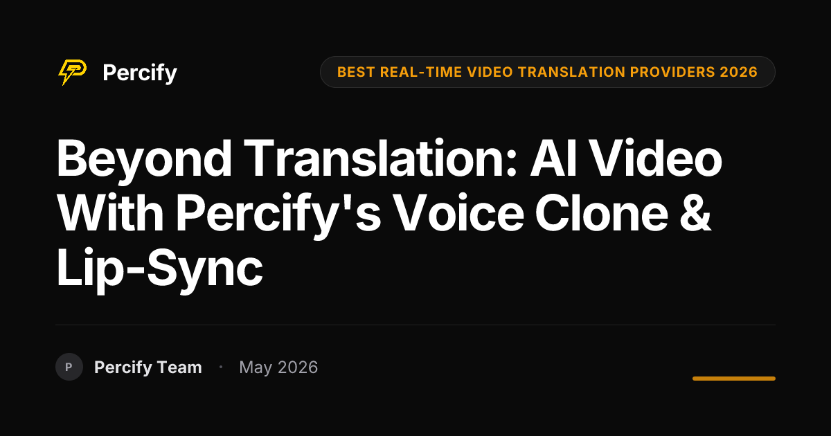 Beyond Translation: AI Video with Percify's Voice Clone & Lip-Sync - Percify AI Avatar Blog Cover