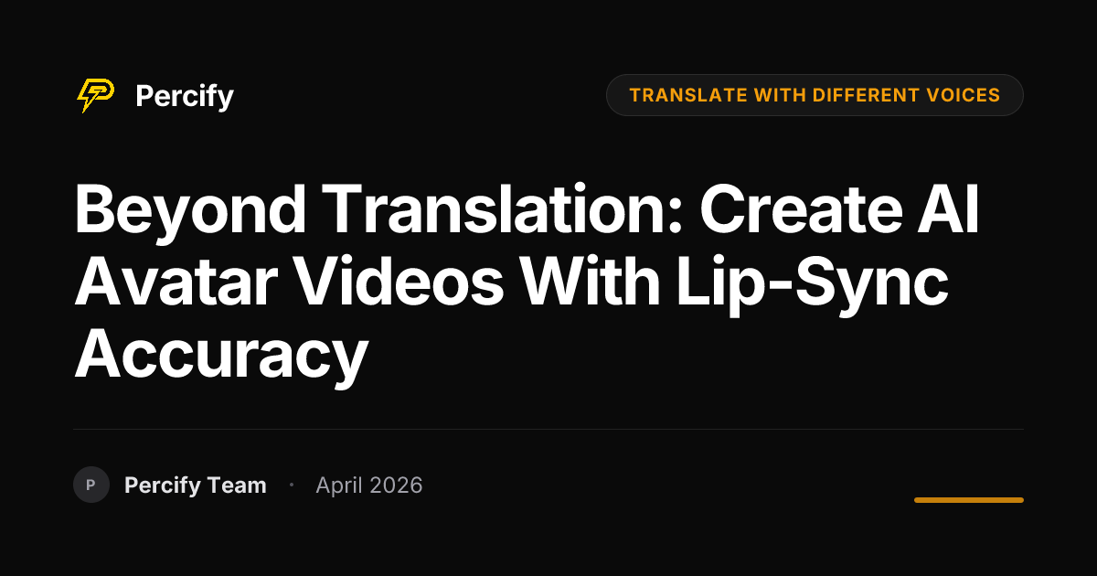 Beyond Translation: Create AI Avatar Videos with Lip-Sync Accuracy - Percify AI Avatar Blog Cover