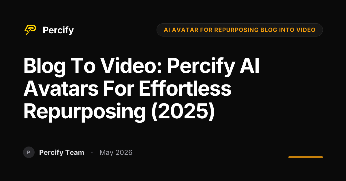 Blog to Video: Percify AI Avatars for Effortless Repurposing (2025) - Percify AI Avatar Blog Cover