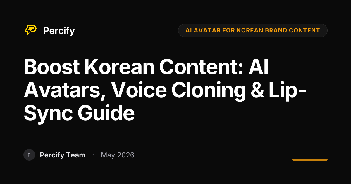 Boost Korean Content: AI Avatars, Voice Cloning & Lip-Sync Guide - Percify AI Avatar Blog Cover