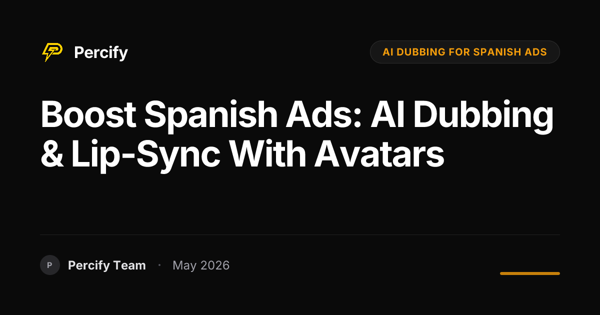 Boost Spanish Ads: AI Dubbing & Lip-Sync with Avatars - Percify AI Avatar Blog Cover