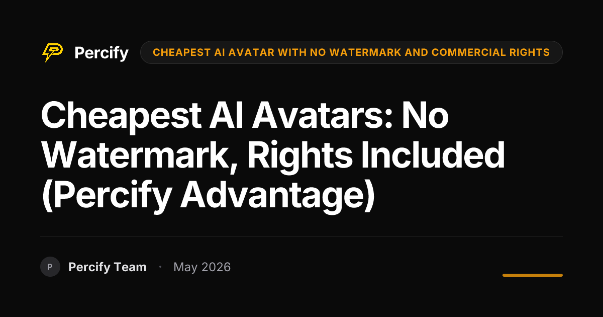 Cheapest AI Avatars: No Watermark, Rights Included (Percify Advantage) - Percify AI Avatar Blog Cover