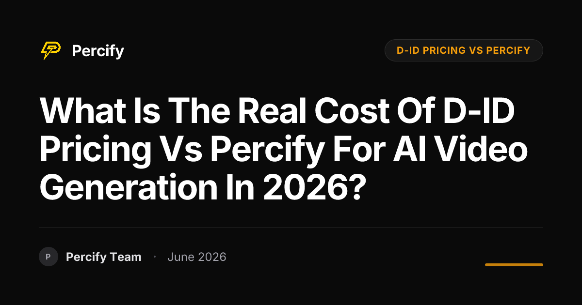 What is the real cost of D-ID pricing vs Percify for AI video generation in 2026? - Percify AI Avatar Blog Cover