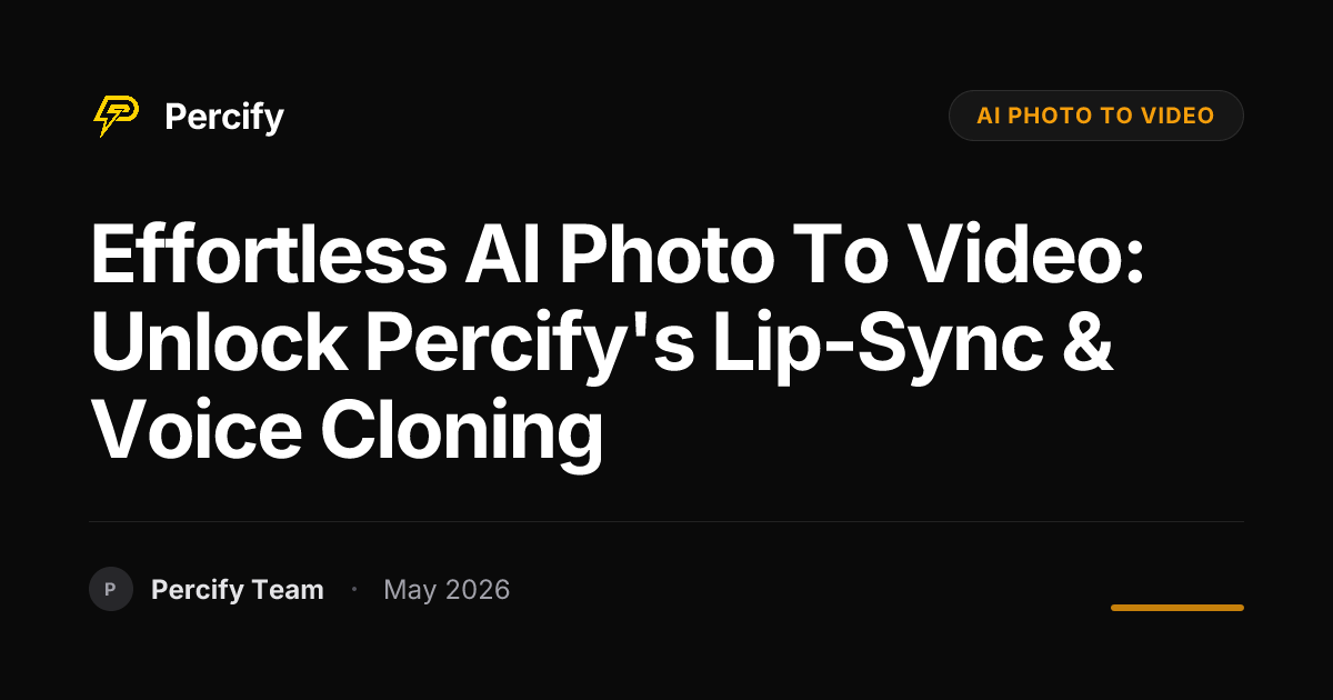 Effortless AI Photo to Video: Unlock Percify's Lip-Sync & Voice Cloning - Percify AI Avatar Blog Cover