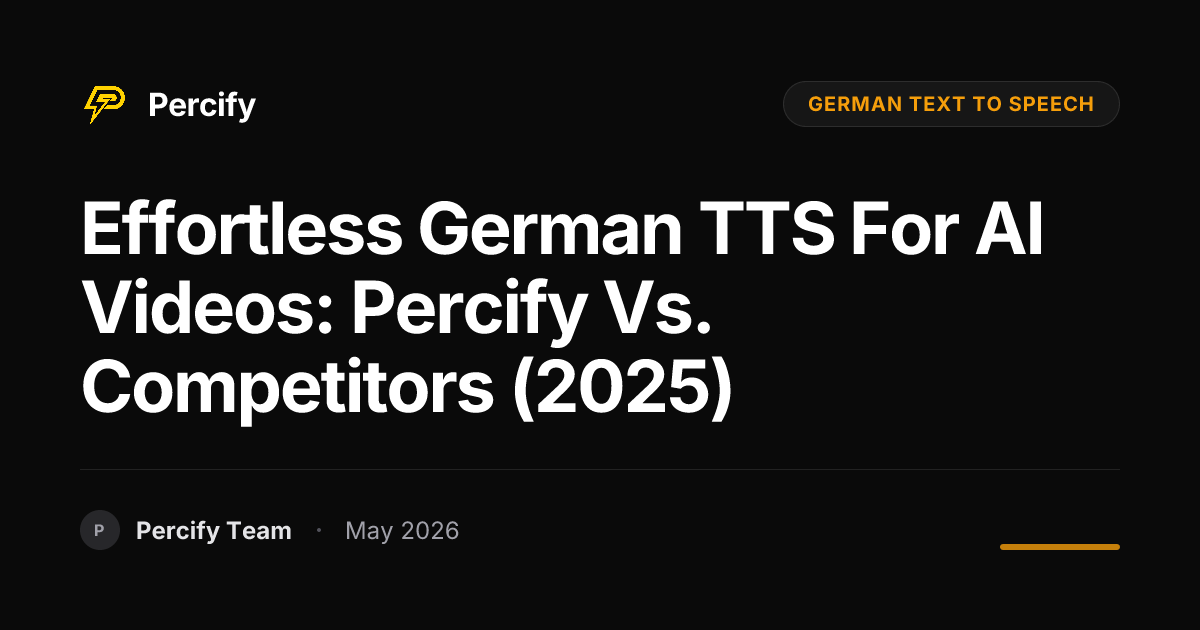 Effortless German TTS for AI Videos: Percify vs. Competitors (2025) - Percify AI Avatar Blog Cover