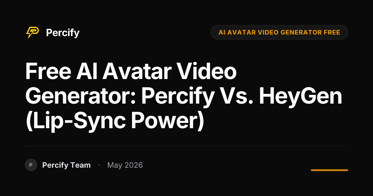 Free AI Avatar Video Generator: Percify vs. HeyGen (Lip-Sync Power) - Percify AI Avatar Blog Cover