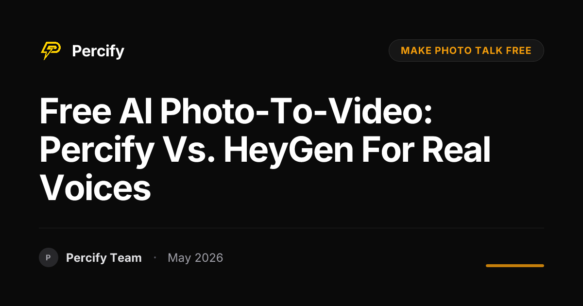 Free AI Photo-to-Video: Percify vs. HeyGen for Real Voices - Percify AI Avatar Blog Cover