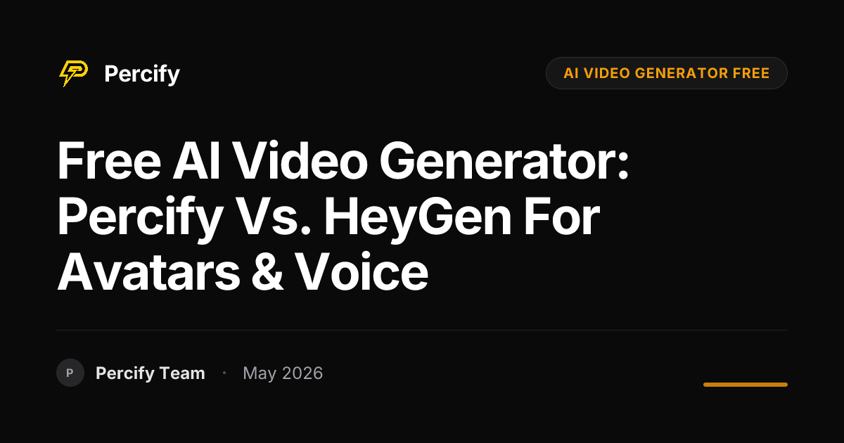 Free AI Video Generator: Percify vs. HeyGen for Avatars & Voice - Percify AI Avatar Blog Cover