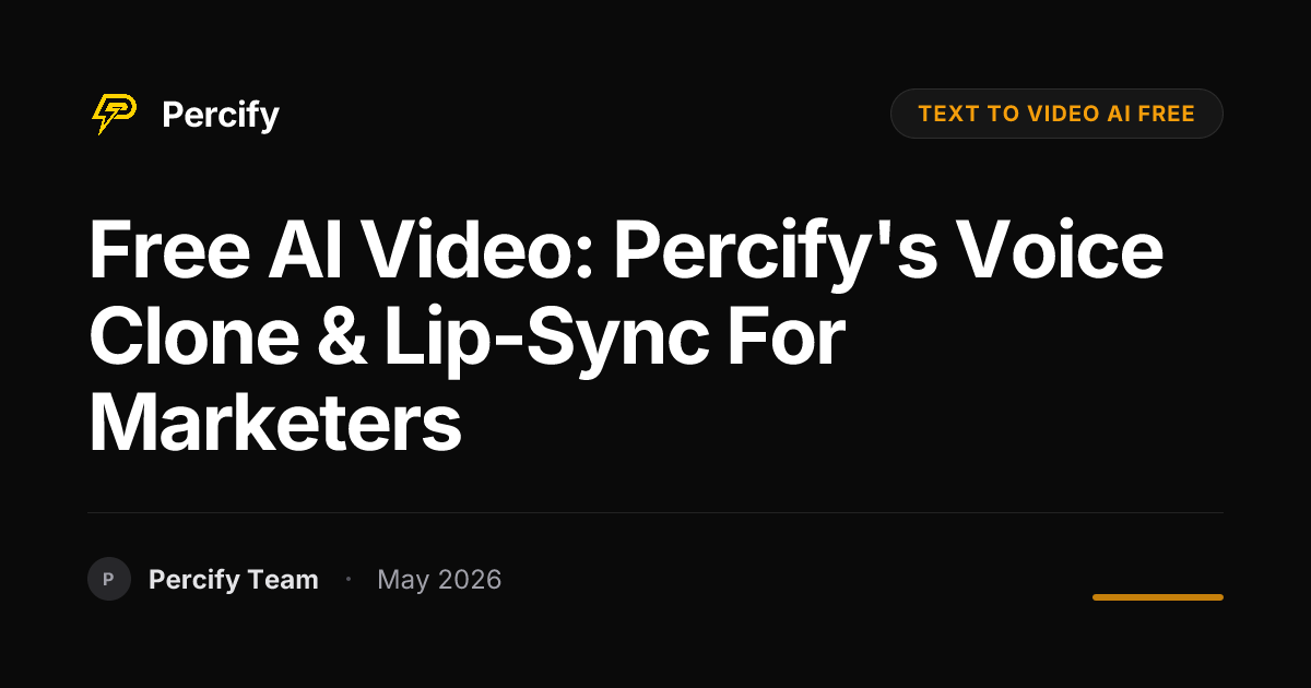 Free AI Video: Percify's Voice Clone & Lip-Sync for Marketers - Percify AI Avatar Blog Cover