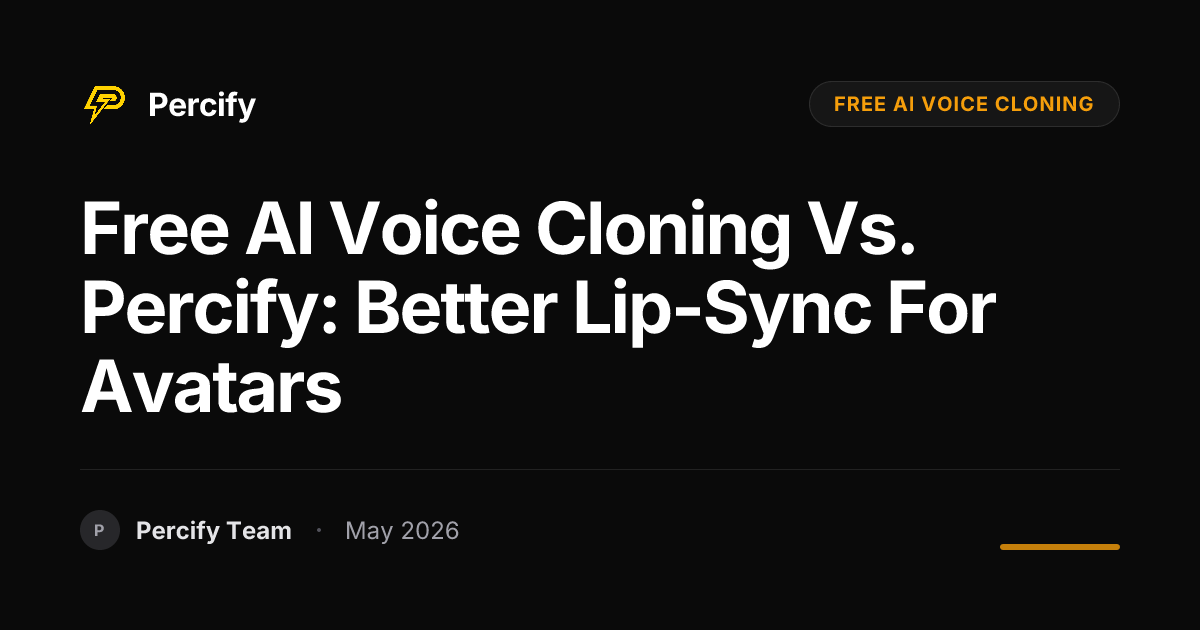 Free AI Voice Cloning vs. Percify: Better Lip-Sync for Avatars - Percify AI Avatar Blog Cover