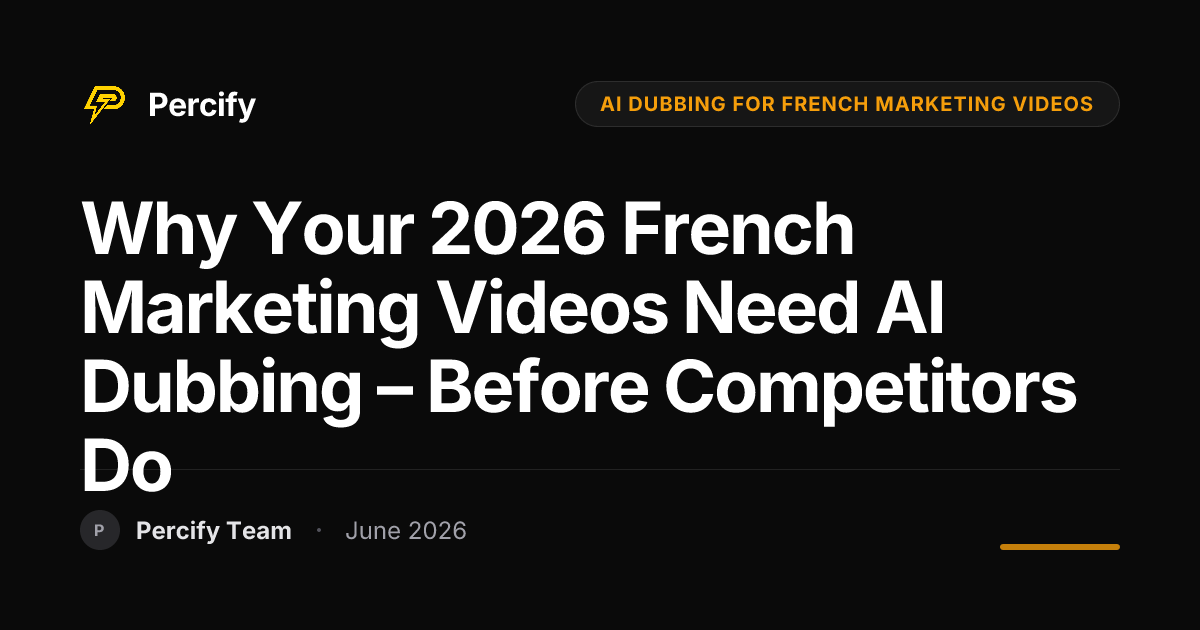 Why Your 2026 French Marketing Videos Need AI Dubbing – Before Competitors Do - Percify AI Avatar Blog Cover