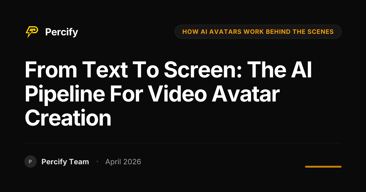 From Text to Screen: The AI Pipeline for Video Avatar Creation - Percify AI Avatar Blog Cover