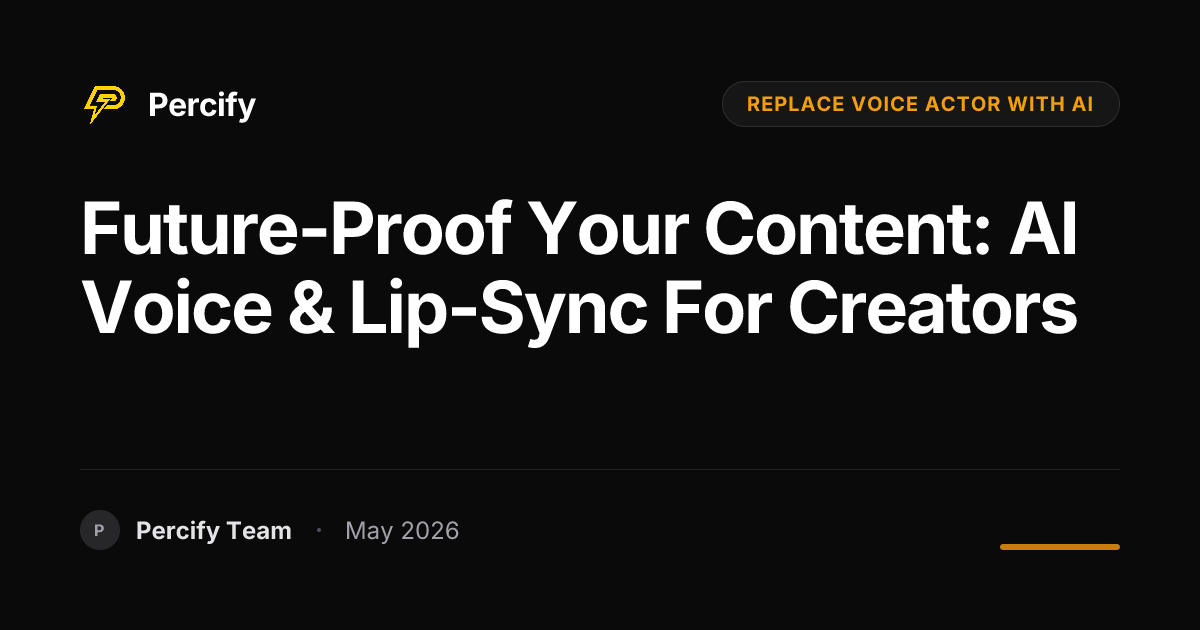 Future-Proof Your Content: AI Voice & Lip-Sync for Creators - Percify AI Avatar Blog Cover