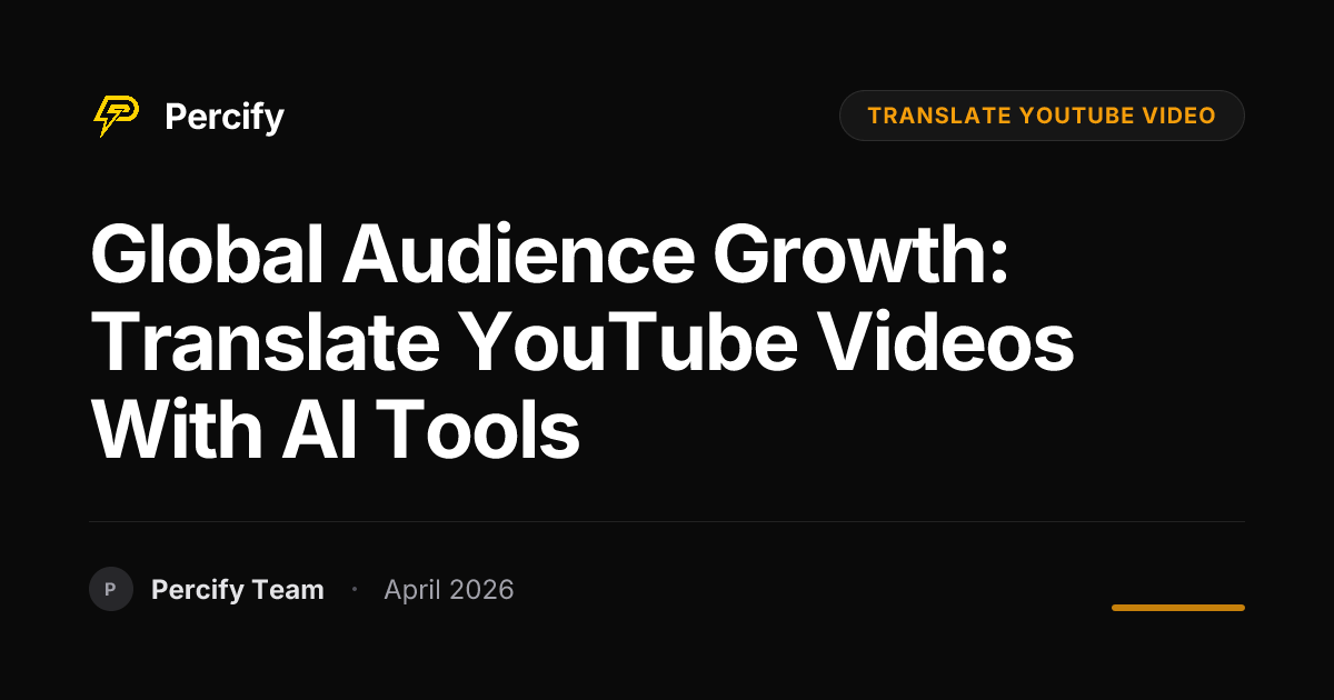 Global Audience Growth: Translate YouTube Videos with AI Tools - Percify AI Avatar Blog Cover