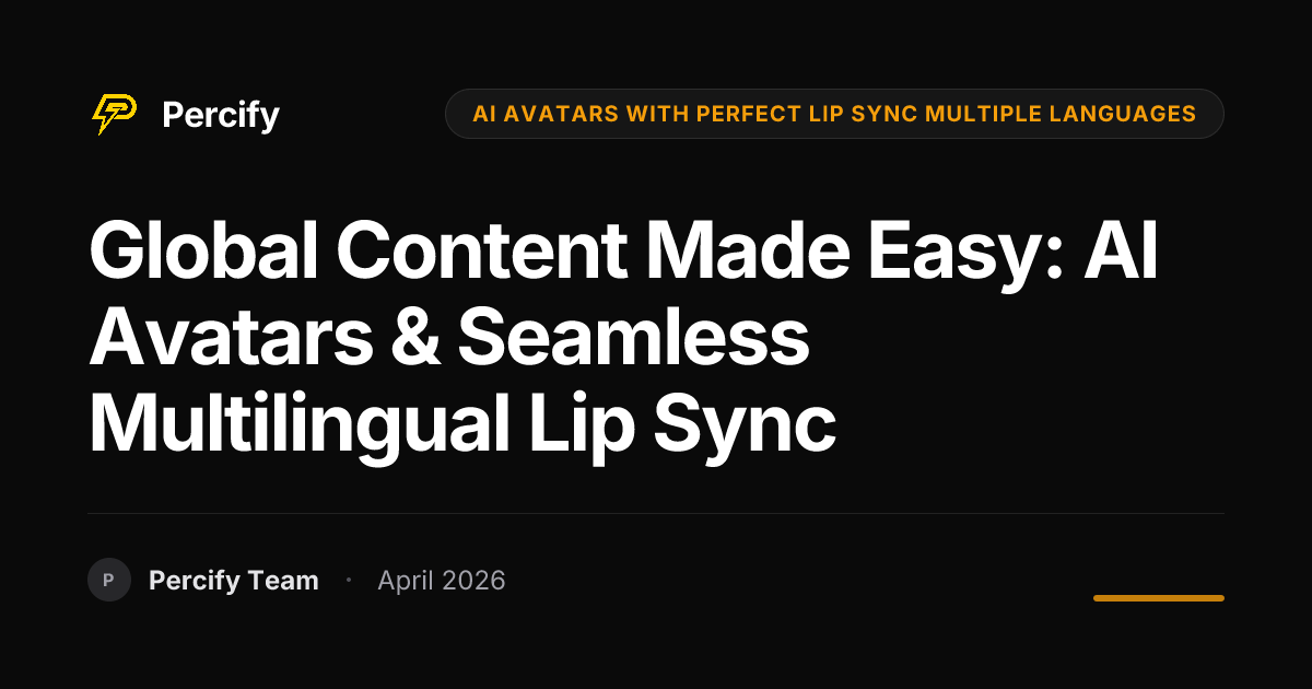 Global Content Made Easy: AI Avatars & Seamless Multilingual Lip Sync - Percify AI Avatar Blog Cover