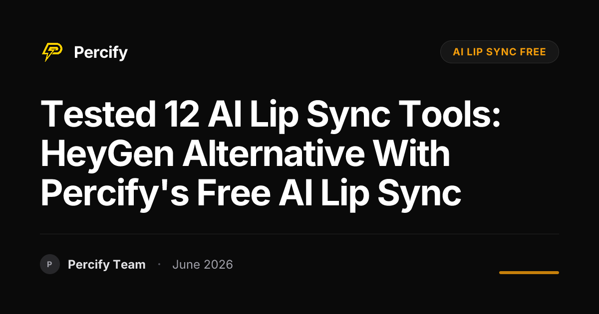Tested 12 AI Lip Sync Tools: HeyGen Alternative with Percify's Free AI Lip Sync - Percify AI Avatar Blog Cover