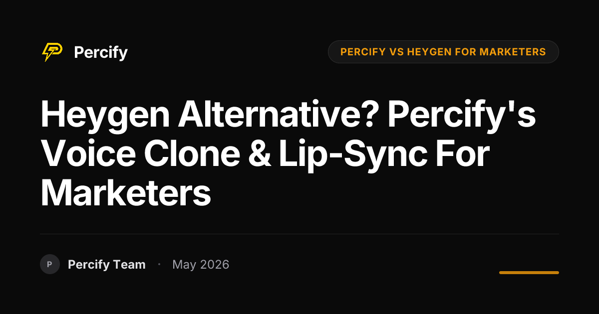 Heygen Alternative? Percify's Voice Clone & Lip-Sync for Marketers - Percify AI Avatar Blog Cover