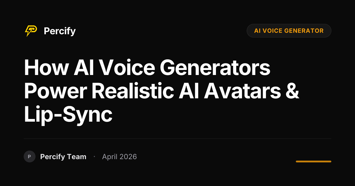 How AI Voice Generators Power Realistic AI Avatars & Lip-Sync - Percify AI Avatar Blog Cover