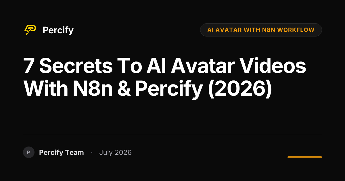 7 Secrets to AI Avatar Videos with n8n & Percify (2026) - Percify AI Avatar Blog Cover