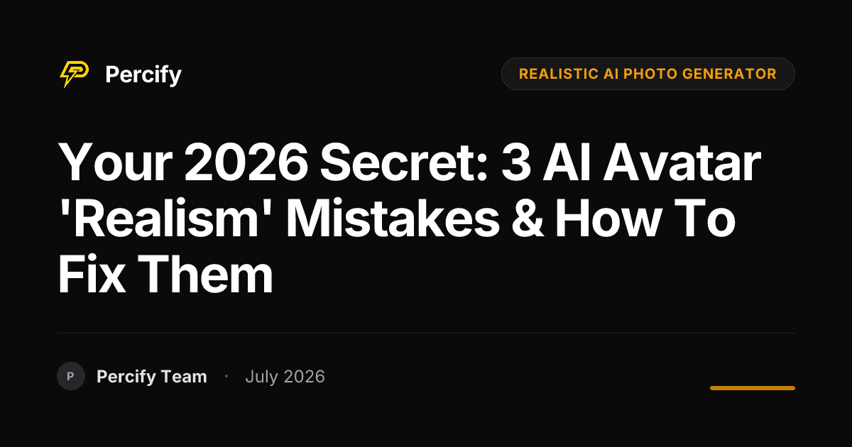 Your 2026 Secret: 3 AI Avatar 'Realism' Mistakes & How to Fix Them - Percify AI Avatar Blog Cover