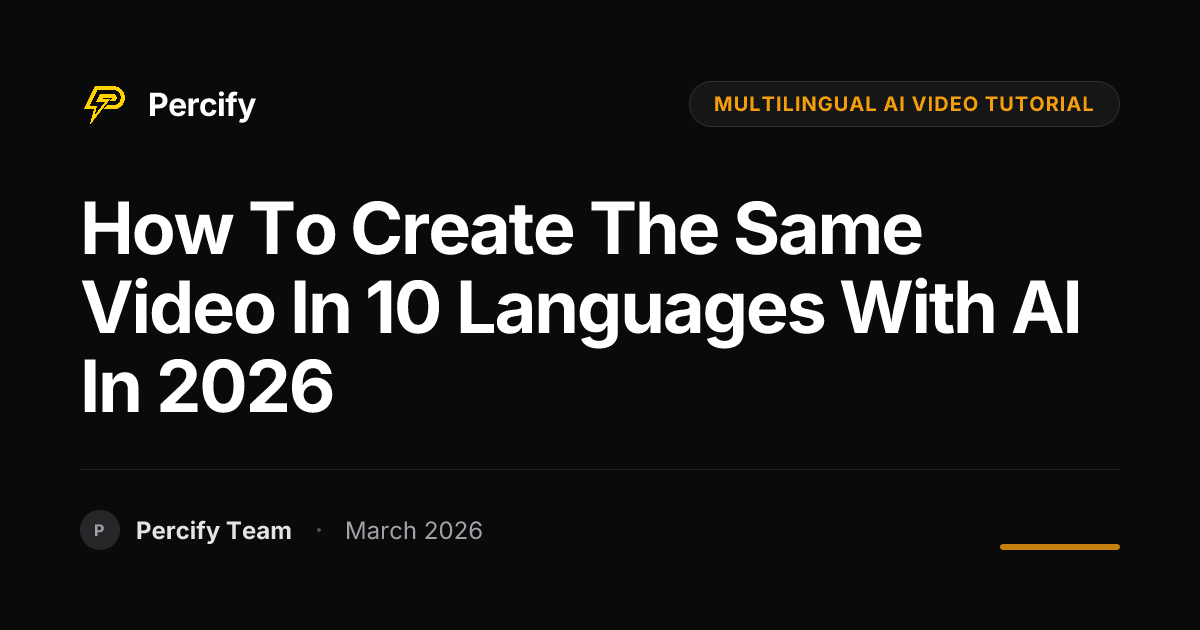 How to Create the Same Video in 10 Languages With AI in 2026 - Percify AI Avatar Blog Cover