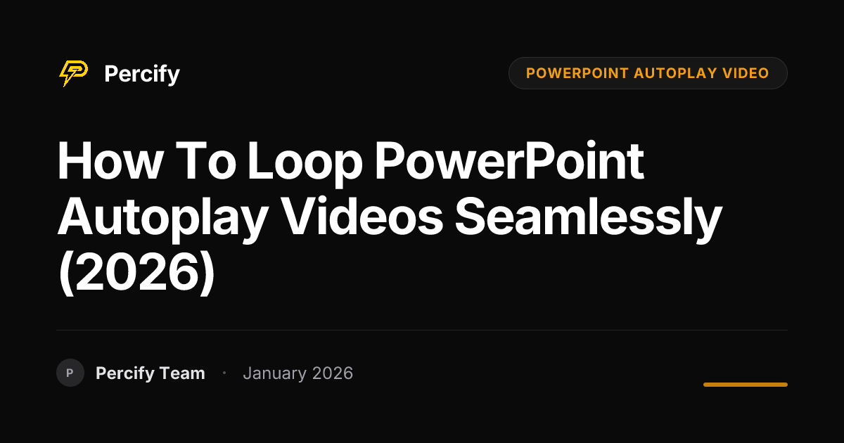 How to Loop PowerPoint Autoplay Videos Seamlessly (2026) | Percify Blog