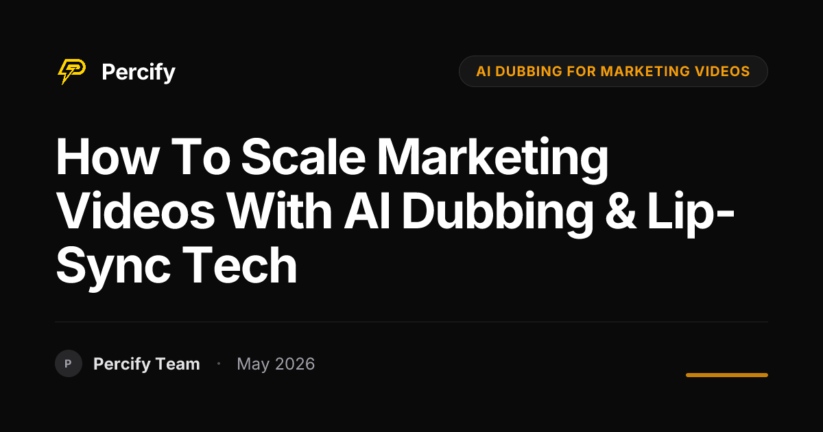 How to Scale Marketing Videos with AI Dubbing & Lip-Sync Tech - Percify AI Avatar Blog Cover
