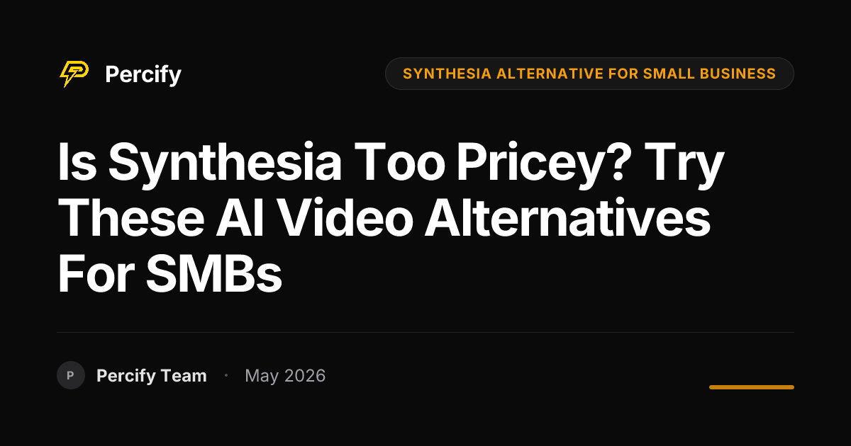 Is Synthesia Too Pricey? Try These AI Video Alternatives for SMBs - Percify AI Avatar Blog Cover