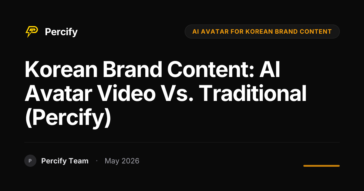 Korean Brand Content: AI Avatar Video vs. Traditional (Percify) - Percify AI Avatar Blog Cover