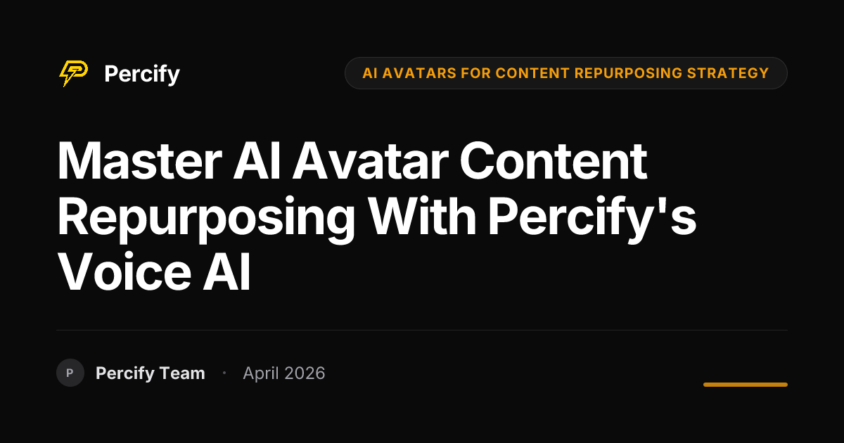 Master AI Avatar Content Repurposing with Percify's Voice AI - Percify AI Avatar Blog Cover