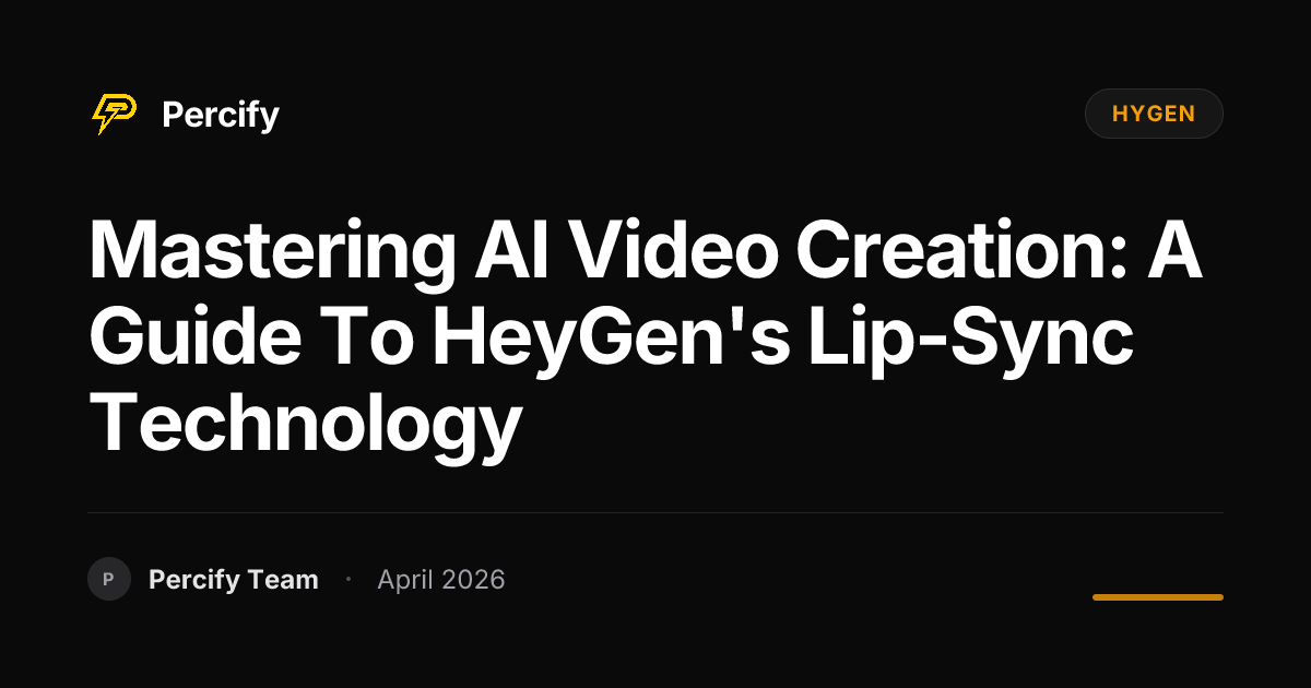 Mastering AI Video Creation: A Guide to HeyGen's Lip-Sync Technology - Percify AI Avatar Blog Cover