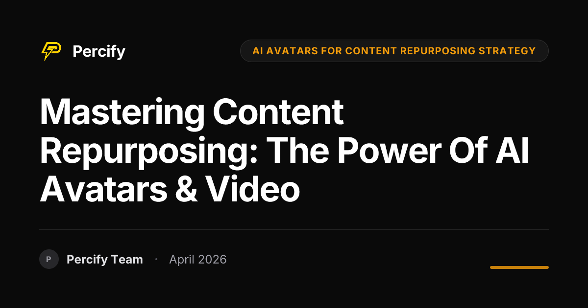 Mastering Content Repurposing: The Power of AI Avatars & Video - Percify AI Avatar Blog Cover