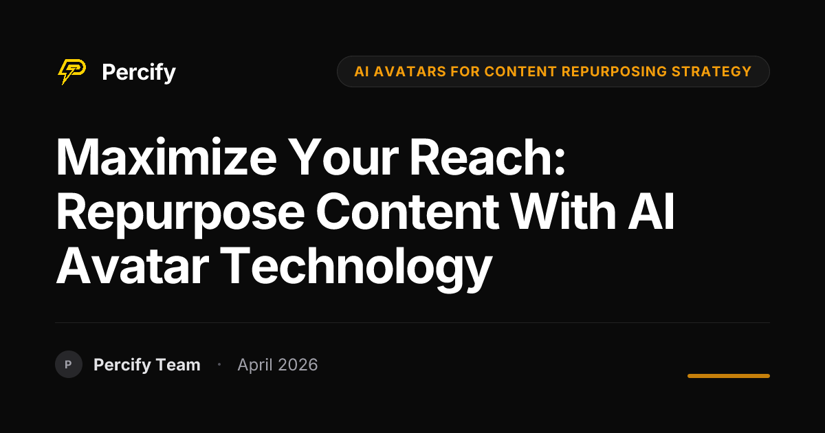 Maximize Your Reach: Repurpose Content with AI Avatar Technology - Percify AI Avatar Blog Cover