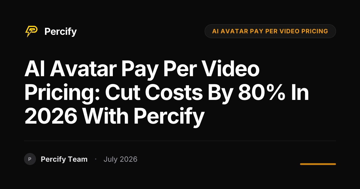 AI Avatar Pay Per Video Pricing: Cut Costs by 80% in 2026 with Percify - Percify AI Avatar Blog Cover