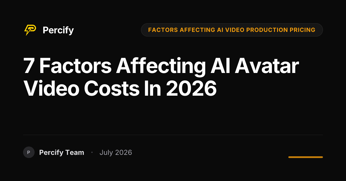 7 Factors Affecting AI Avatar Video Costs in 2026 - Percify AI Avatar Blog Cover