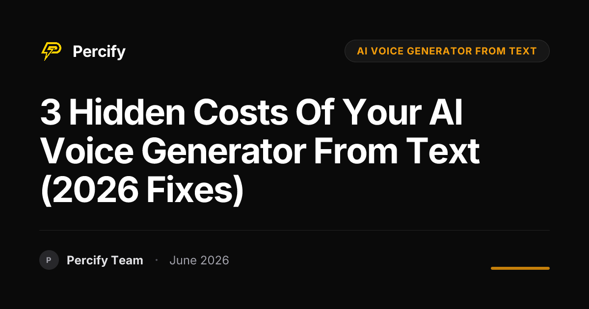 3 Hidden Costs of Your AI Voice Generator From Text (2026 Fixes) - Percify AI Avatar Blog Cover
