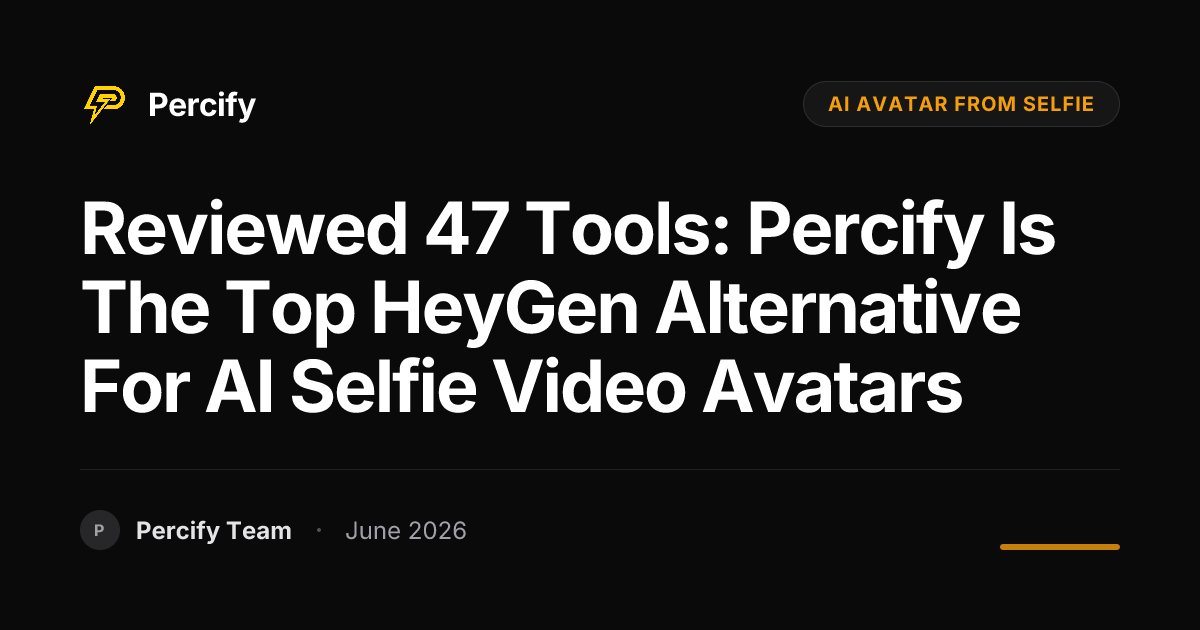 Reviewed 47 Tools: Percify is the Top HeyGen Alternative for AI Selfie Video Avatars - Percify AI Avatar Blog Cover
