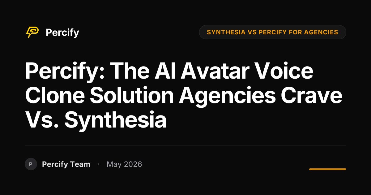 Percify: The AI Avatar Voice Clone Solution Agencies Crave vs. Synthesia - Percify AI Avatar Blog Cover