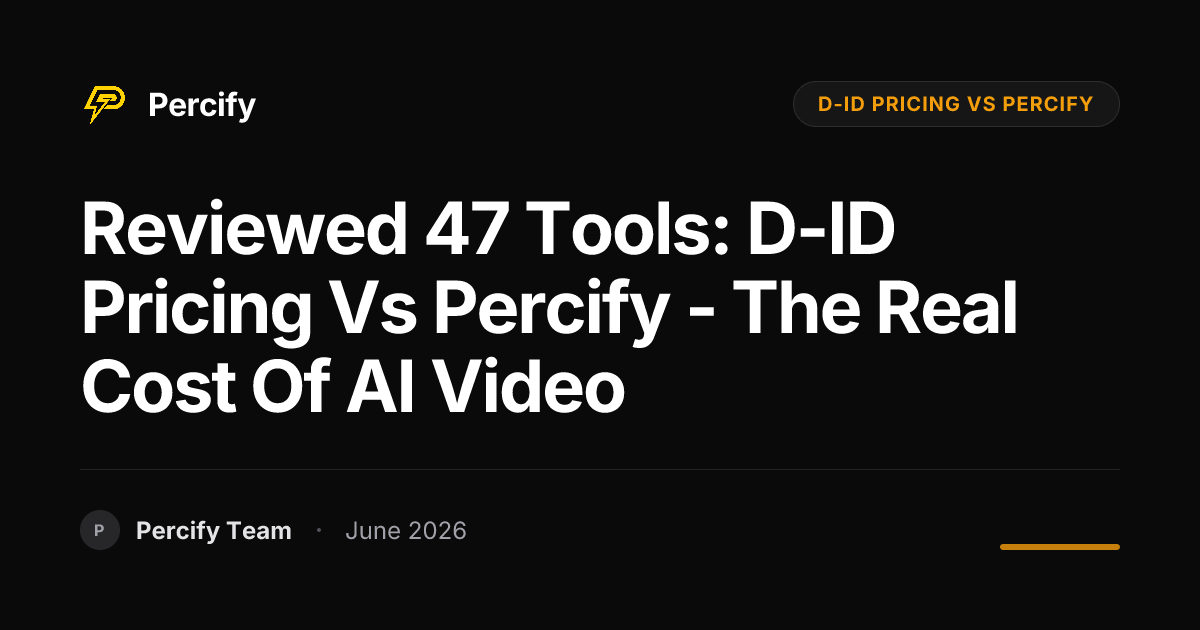 Reviewed 47 Tools: D-ID Pricing vs Percify - The Real Cost of AI Video - Percify AI Avatar Blog Cover