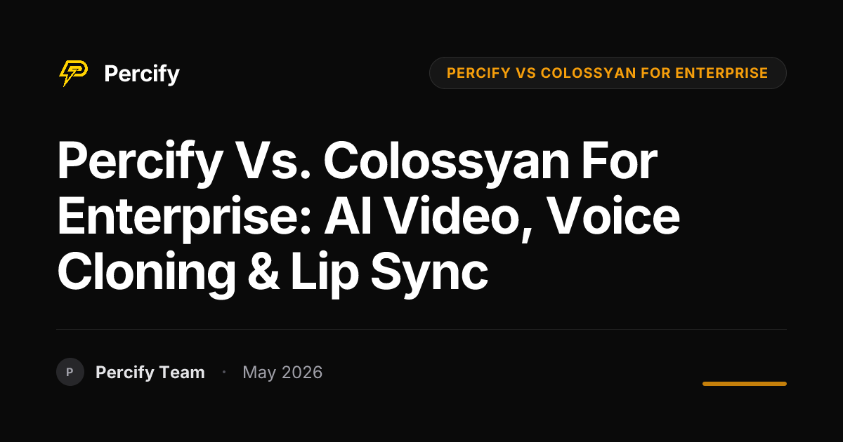 Percify vs. Colossyan for Enterprise: AI Video, Voice Cloning & Lip Sync - Percify AI Avatar Blog Cover