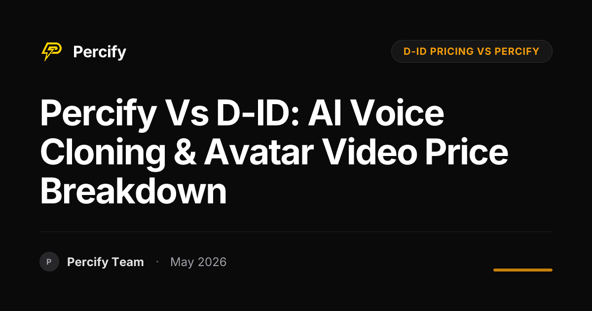 Percify vs D-ID: AI Voice Cloning & Avatar Video Price Breakdown - Percify AI Avatar Blog Cover